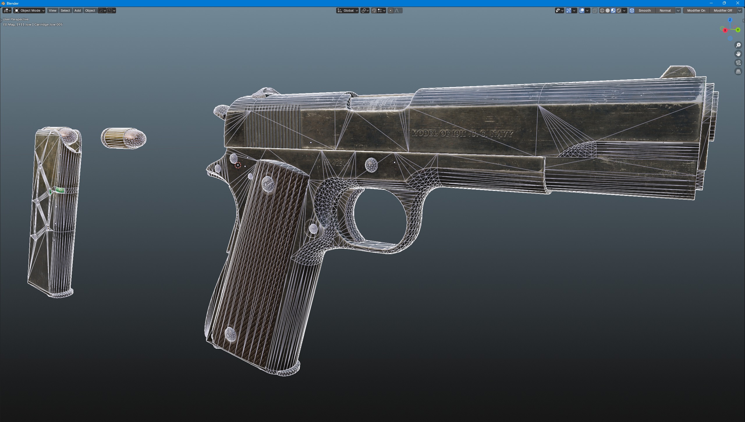 Colt 1911 Handgun Low-poly 3D model_8