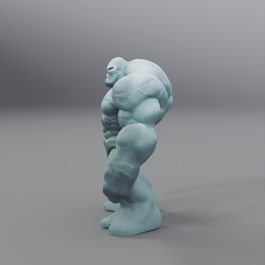 blue monster statue 3D model_2