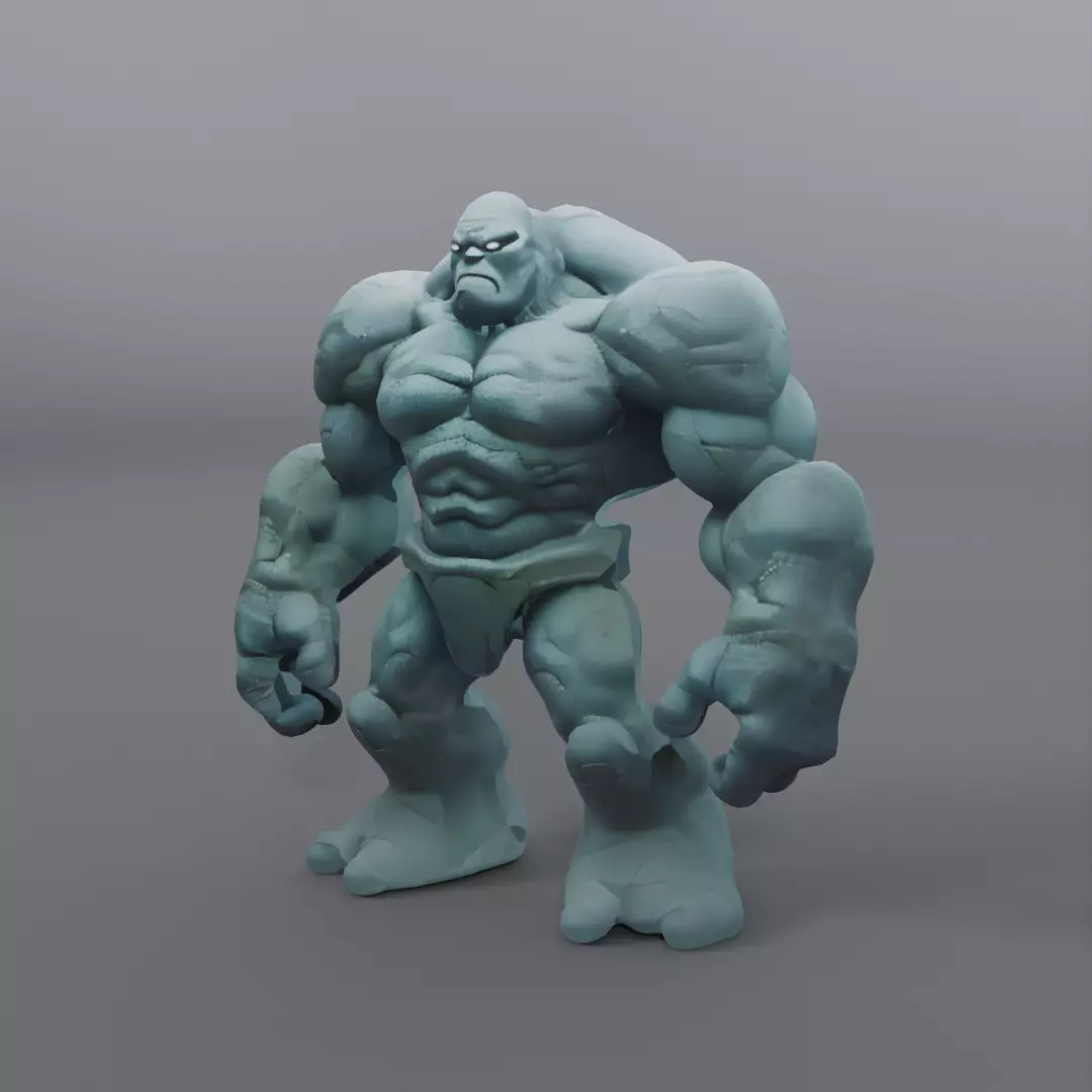 blue monster statue 3D model_0