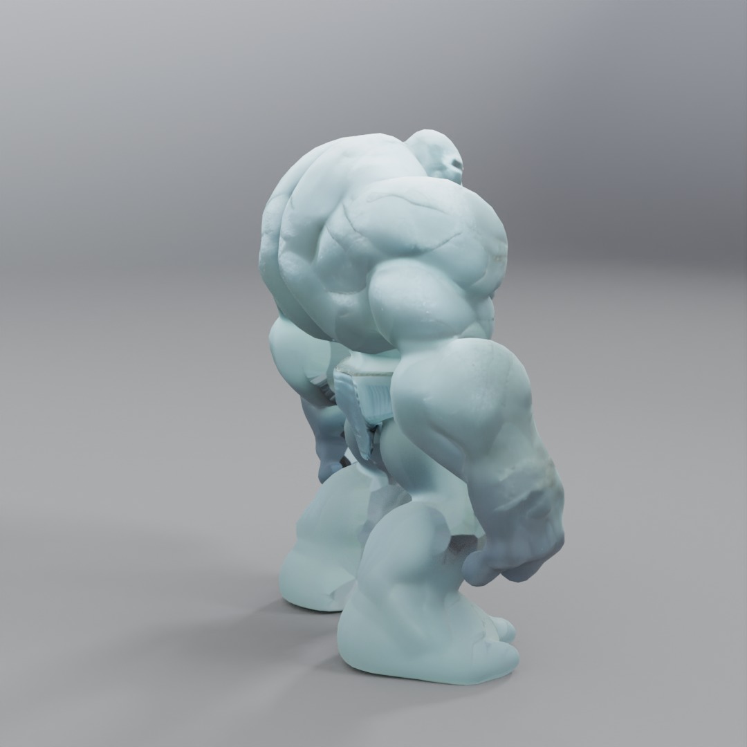 blue monster statue 3D model_1