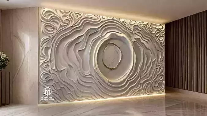 modern panel wall decor set wall relief mural CNC 76  3D model