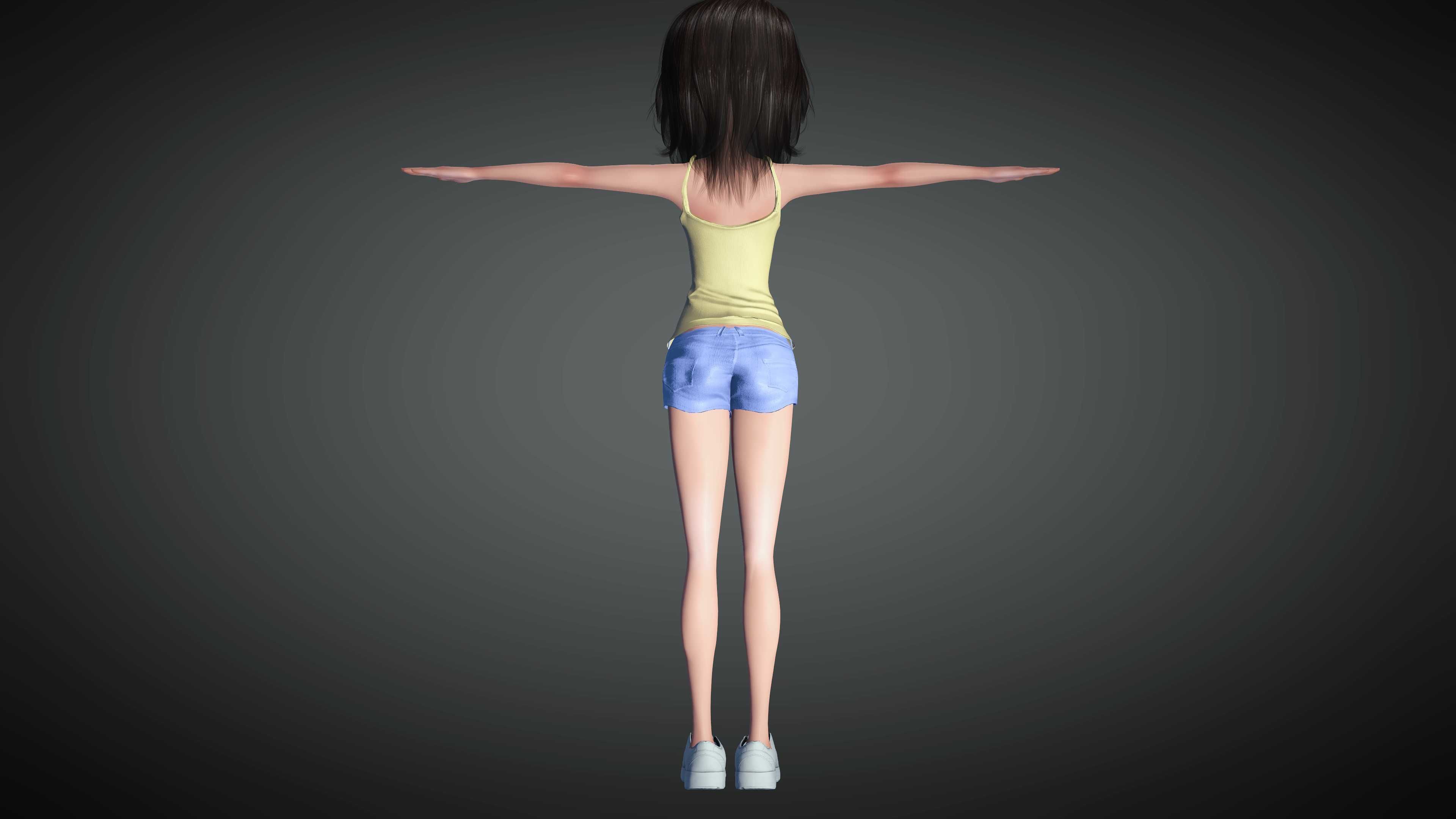 Toon Girl Selena Low-poly 3D model_4