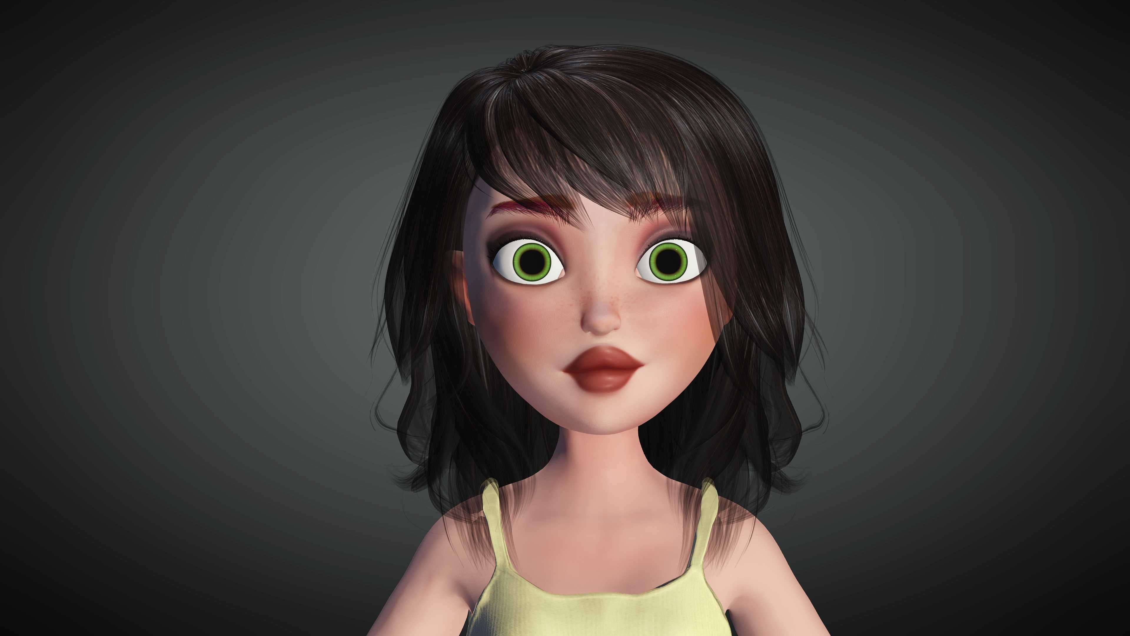 Toon Girl Selena Low-poly 3D model_8