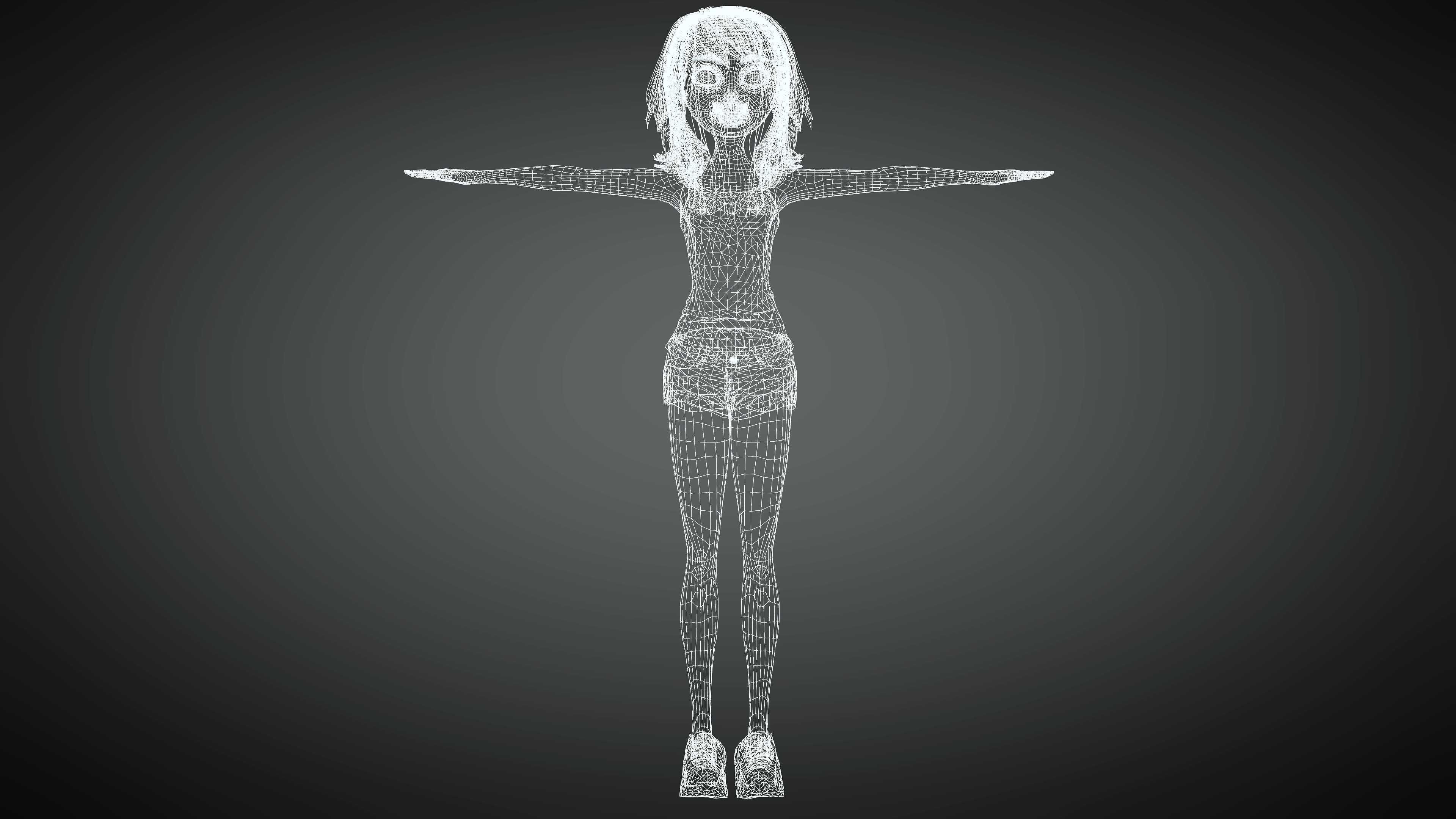 Toon Girl Selena Low-poly 3D model_13