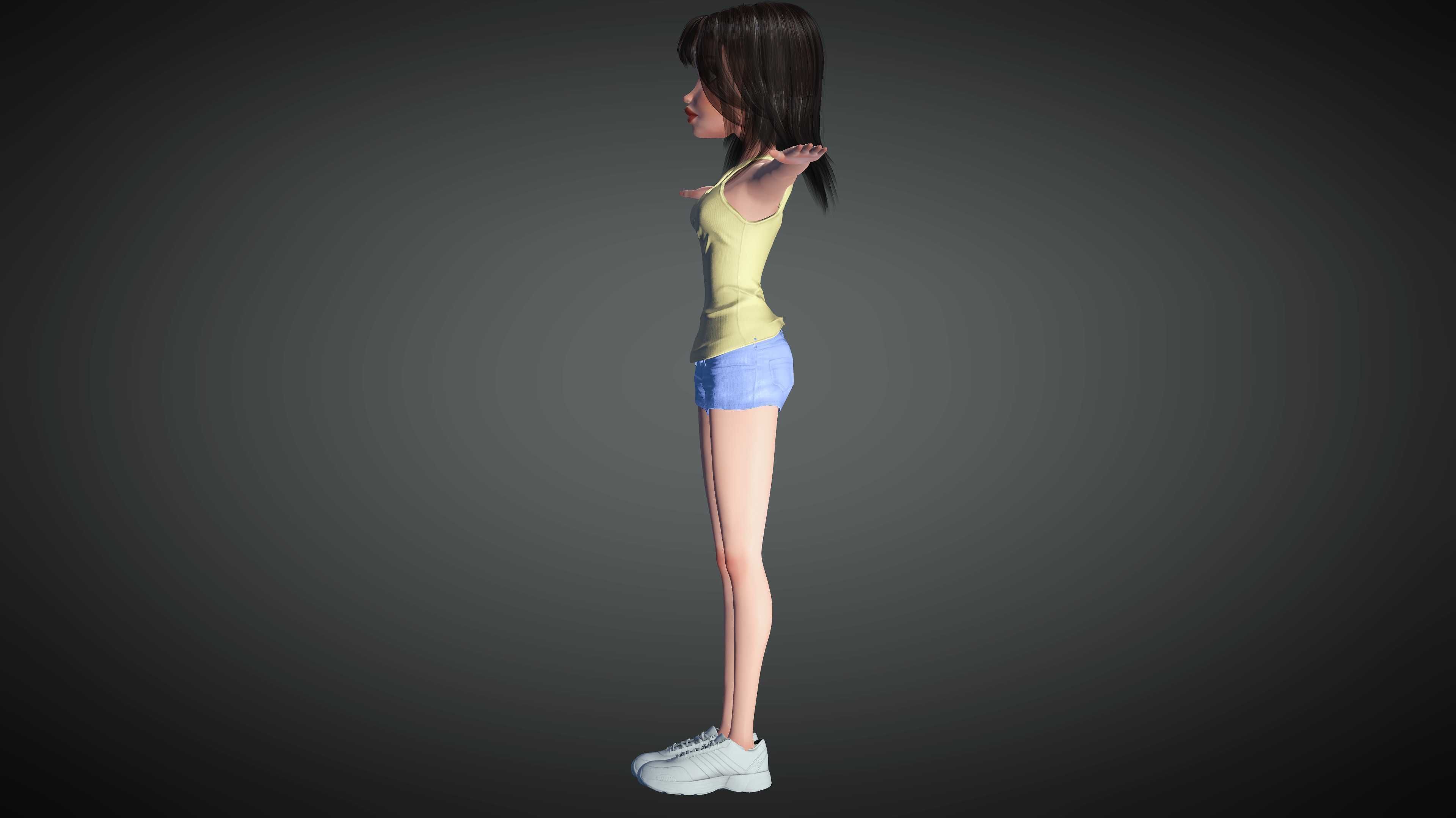 Toon Girl Selena Low-poly 3D model_2