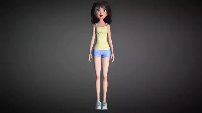 Toon Girl Selena Low-poly 3D model