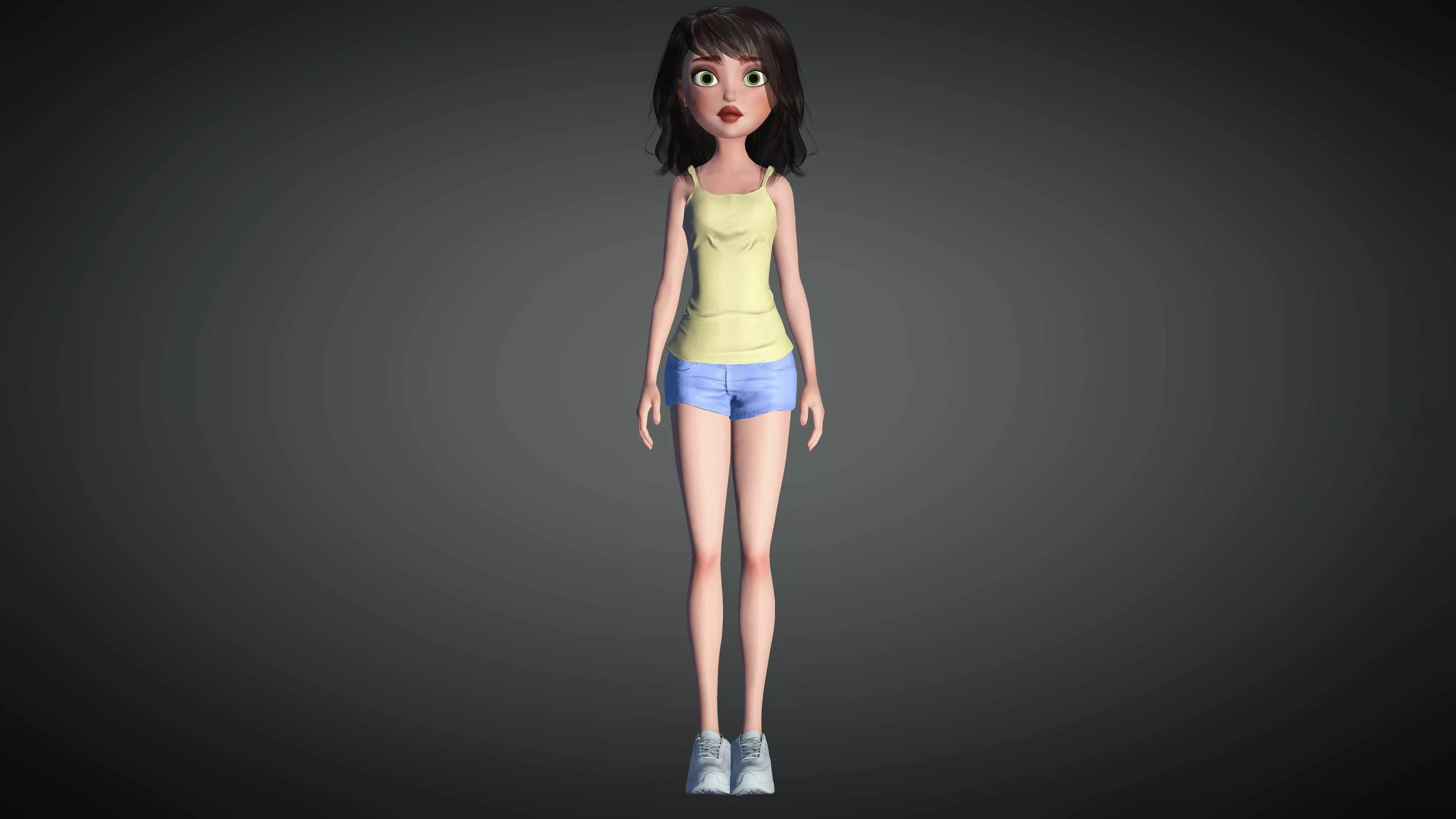 Toon Girl Selena Low-poly 3D model_0