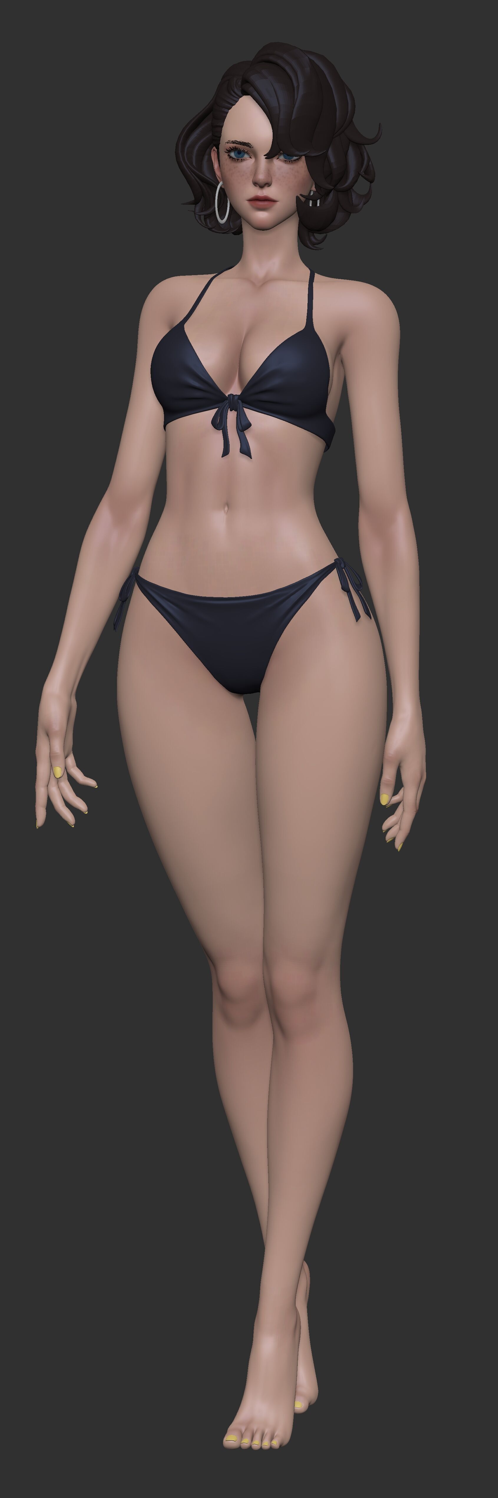 Beach girl basemesh Low-poly 3D model_4