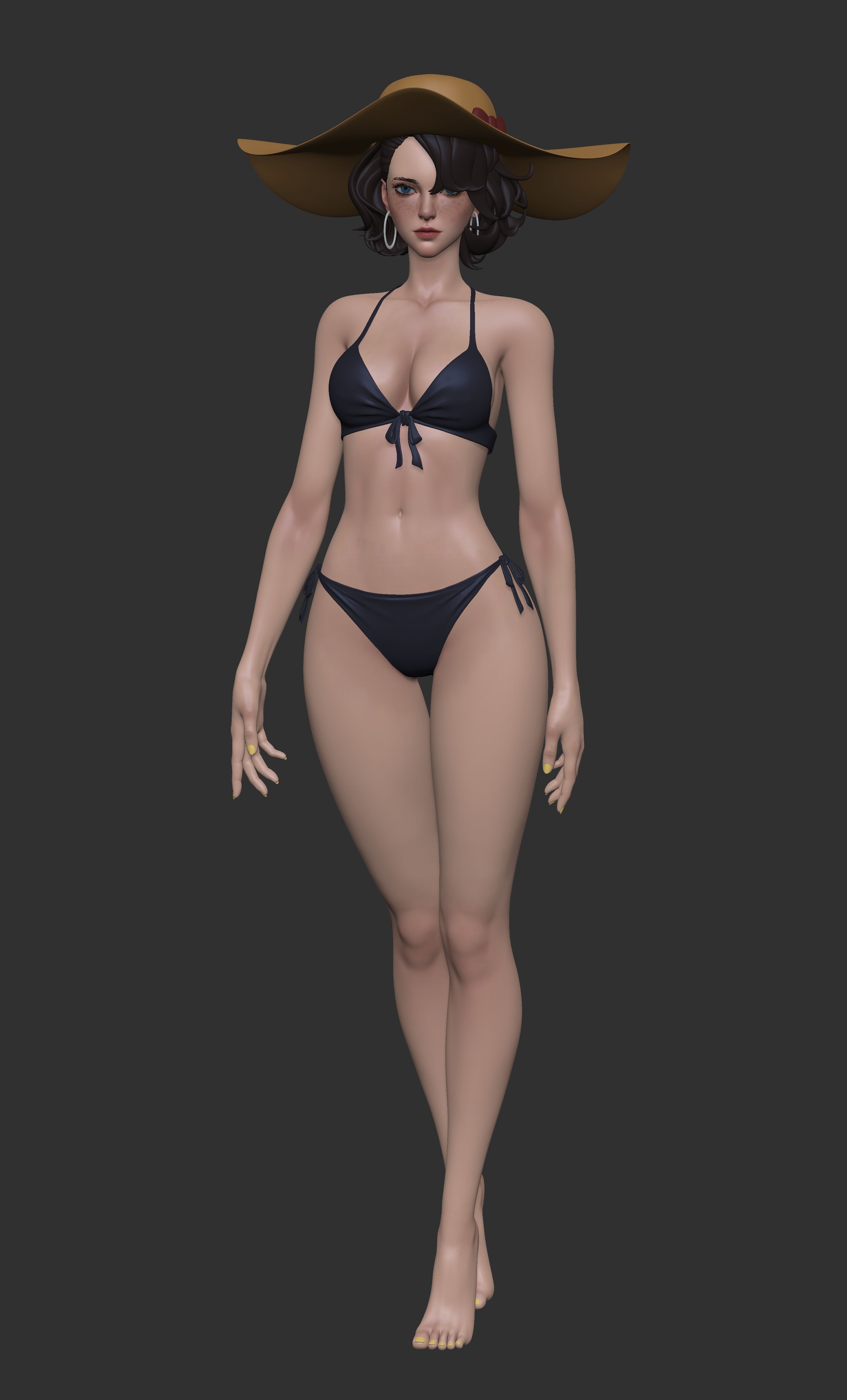 Beach girl basemesh Low-poly 3D model_3