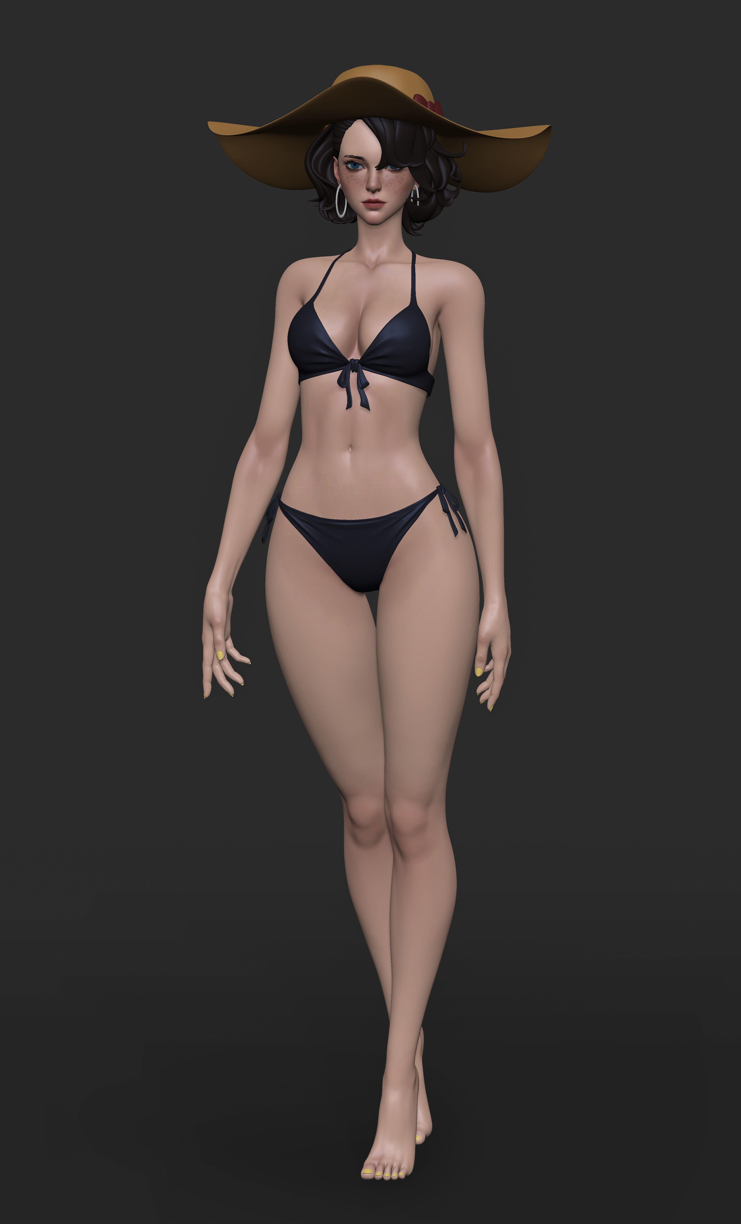 Beach girl basemesh Low-poly 3D model_2