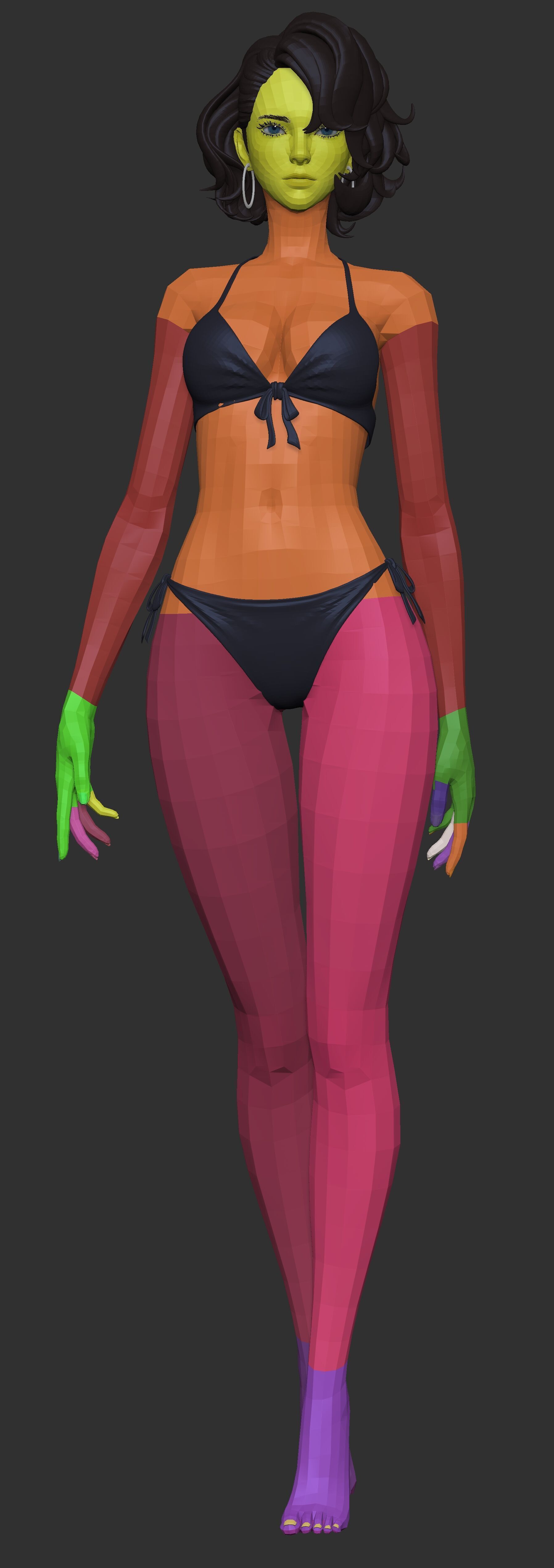 Beach girl basemesh Low-poly 3D model_7
