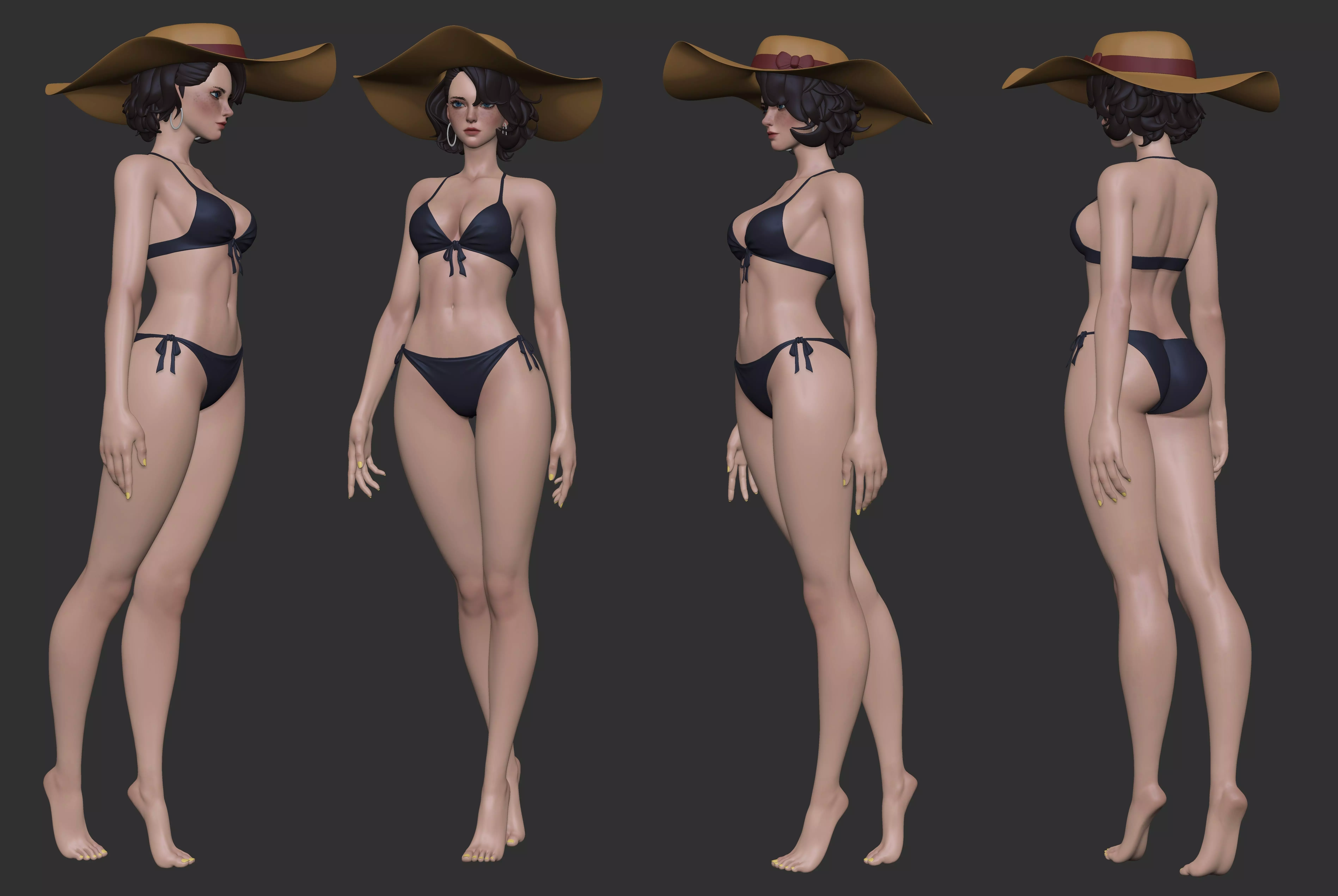 Beach girl basemesh Low-poly 3D model_0