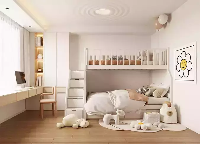 Cream Style Childrens Room 3D model