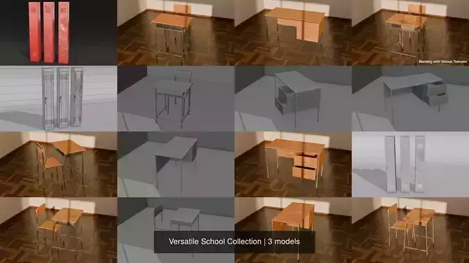 Versatile School Collection Desks Chairs and Lockers 
