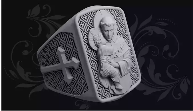Saint Anthony Ring - Religious Ring 3D model