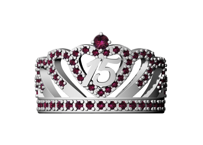 15 Years Ring Crown and Heart 3D model_1
