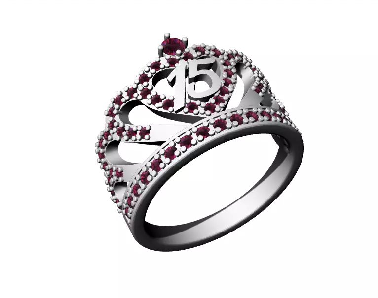 15 Years Ring Crown and Heart 3D model_0