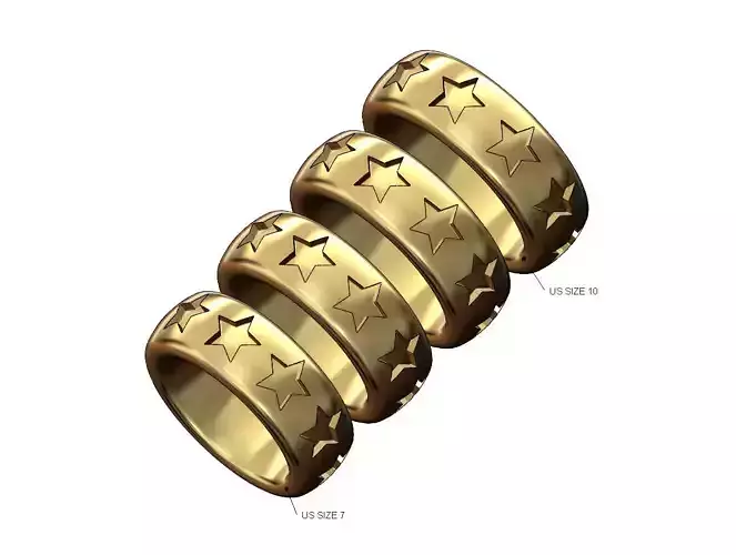 Chunky Star enamel carvings cigar band Us sizes 7to10