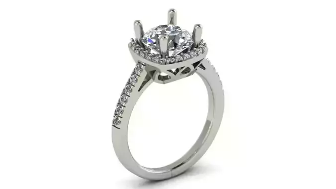 Engagement Silver Large Halo Promise Ring