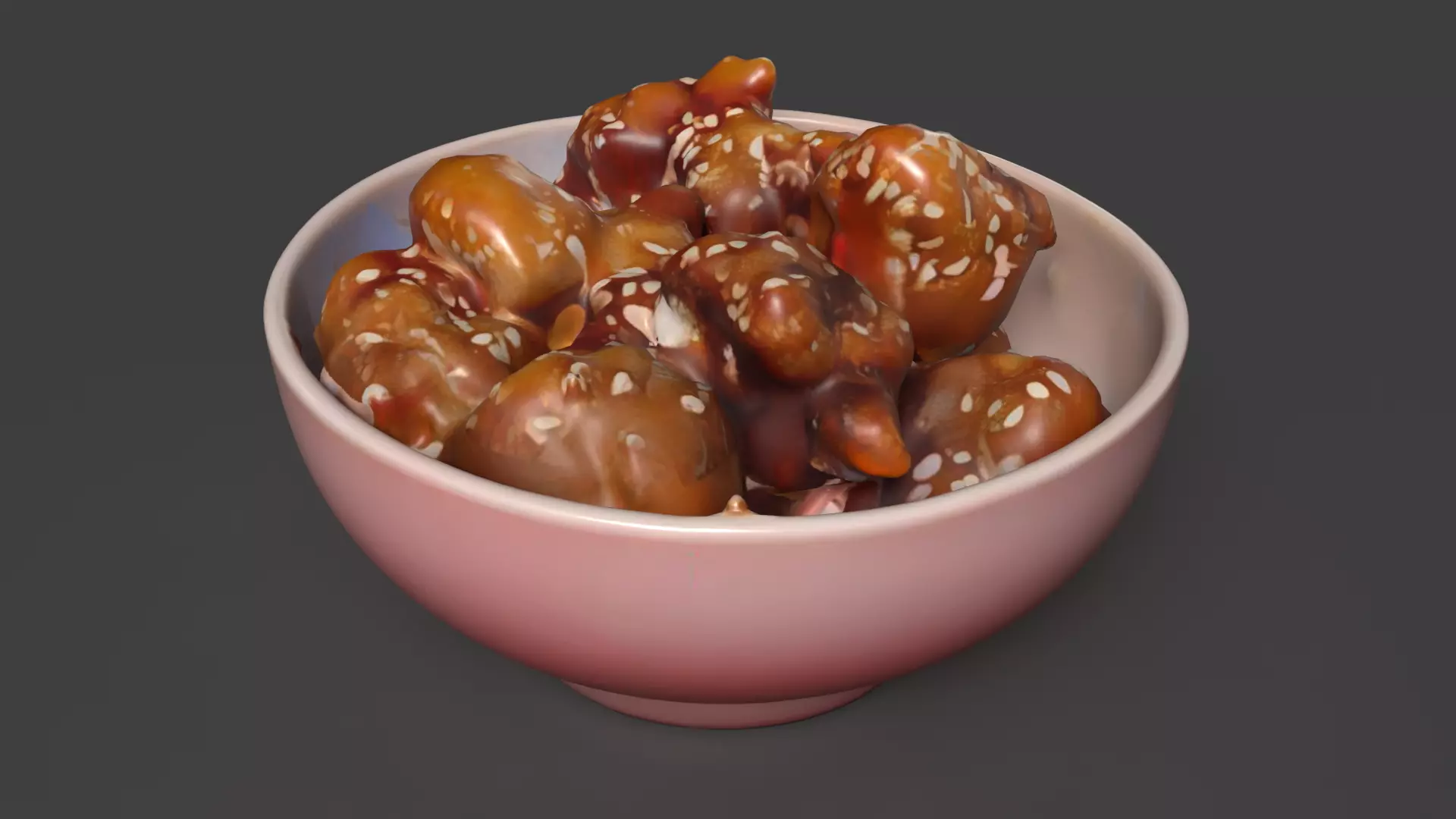Chinese sesame chicken bowl 3D Low-poly 3D model