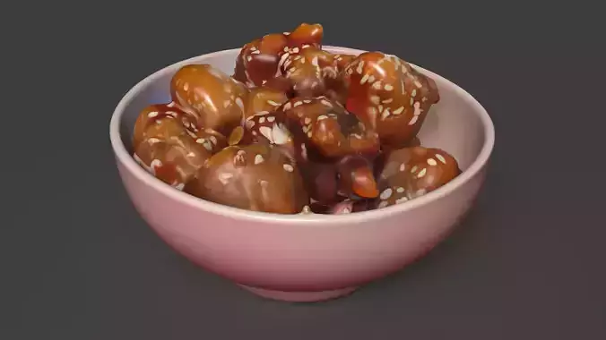 Chinese sesame chicken bowl 3D 