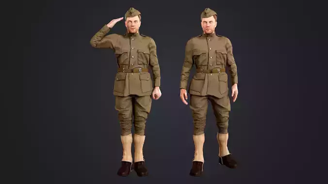 Soldier Rigged Low-poly 3D model