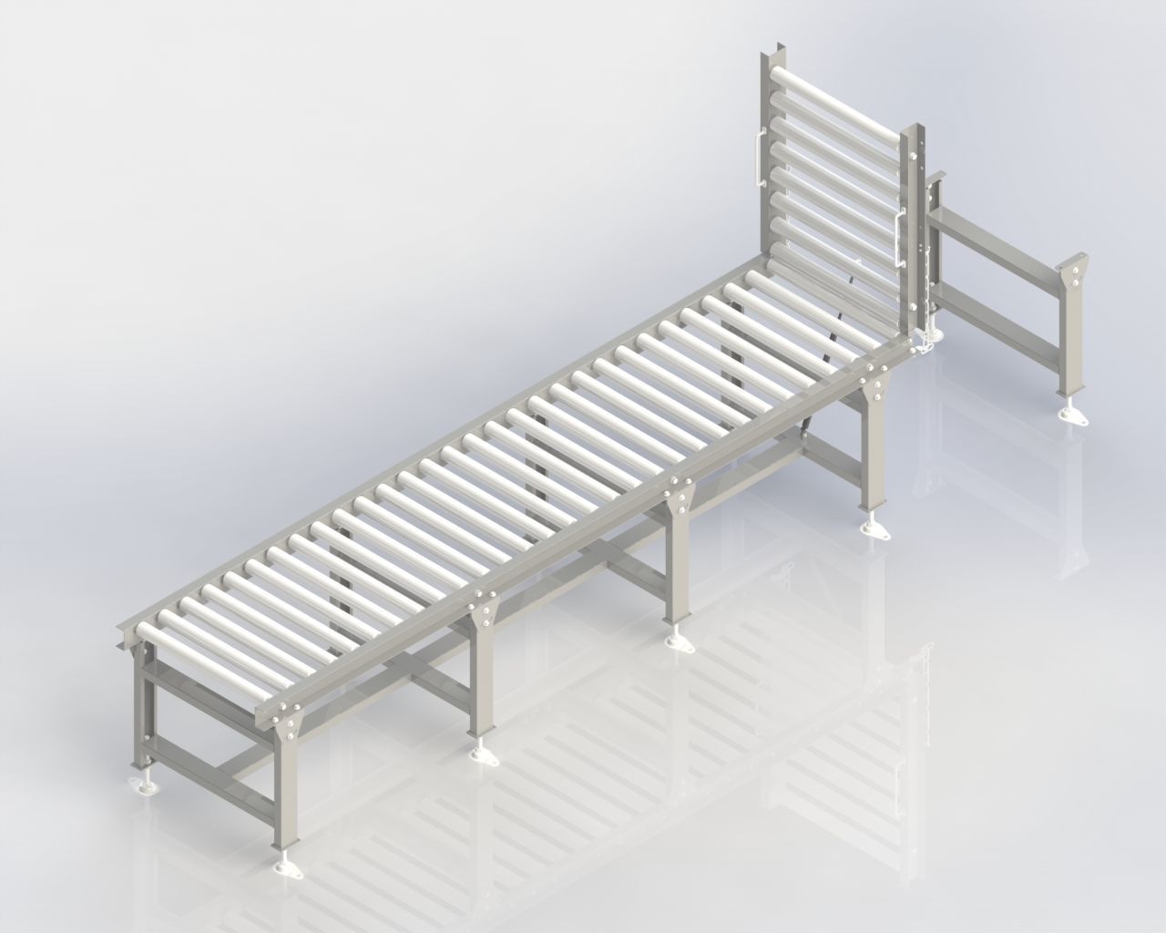 Gravity Roller Conveyor with Manual Lift Up Gate 3D model_1