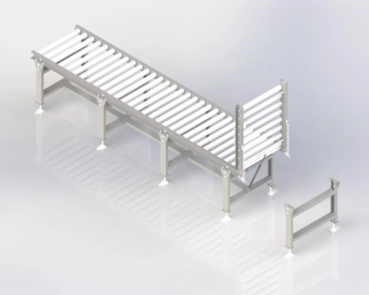 Gravity Roller Conveyor with Manual Lift Up Gate 3D model_0