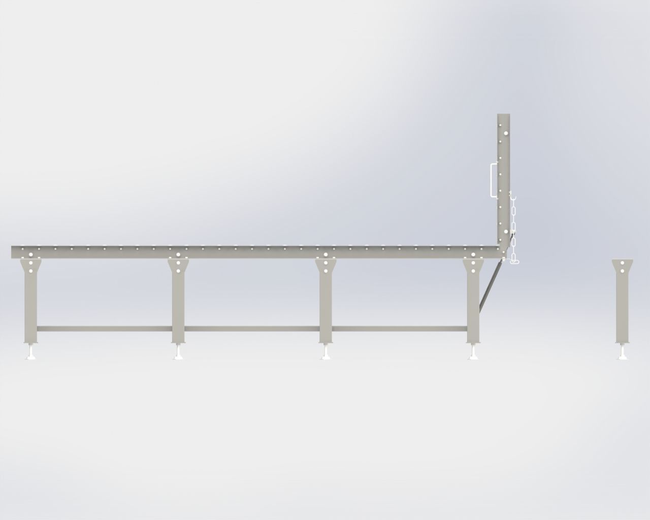 Gravity Roller Conveyor with Manual Lift Up Gate 3D model_2