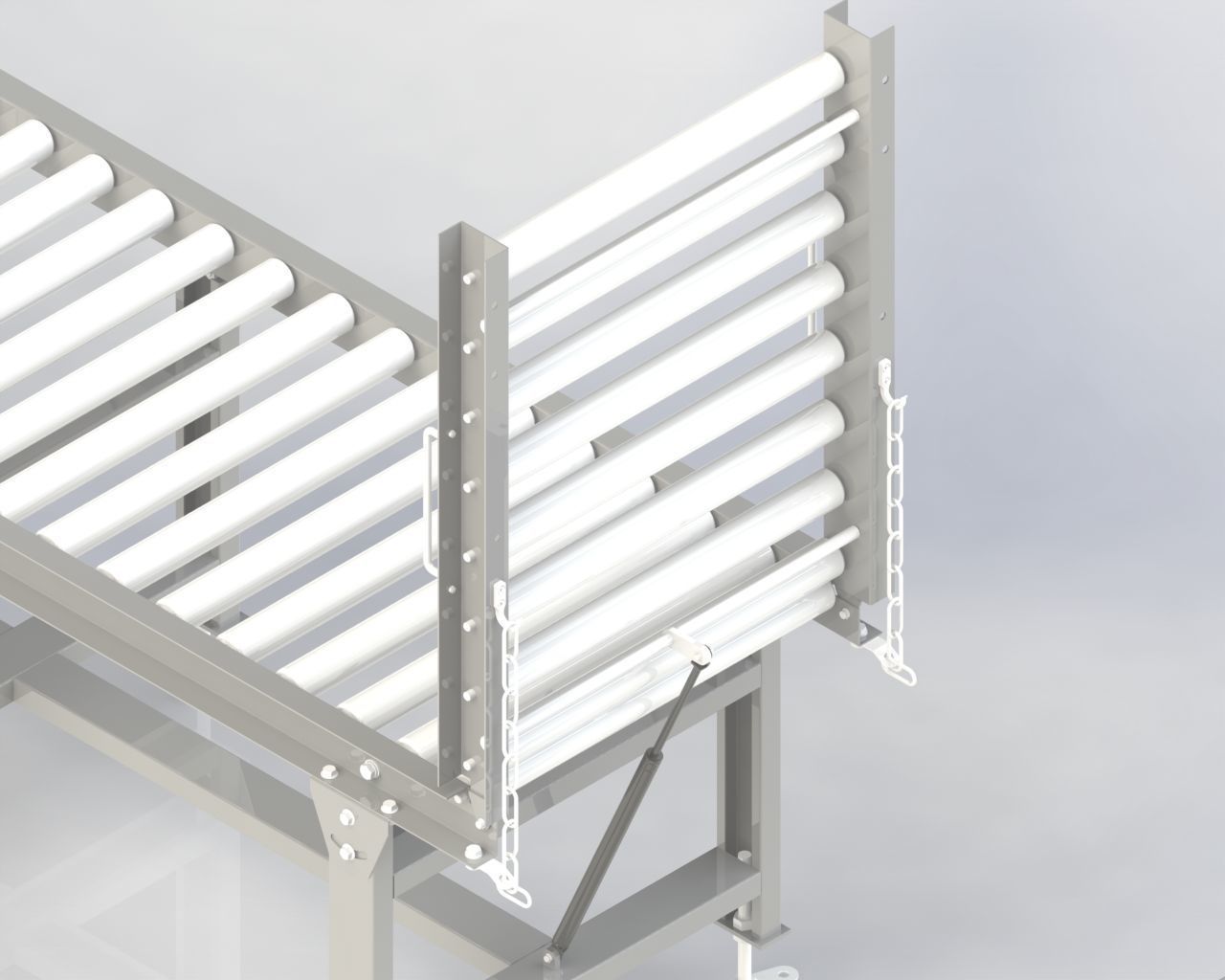 Gravity Roller Conveyor with Manual Lift Up Gate 3D model_3