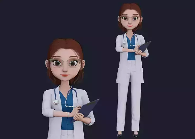 CARTOON WOMAN - Doctor Rigged 3D model