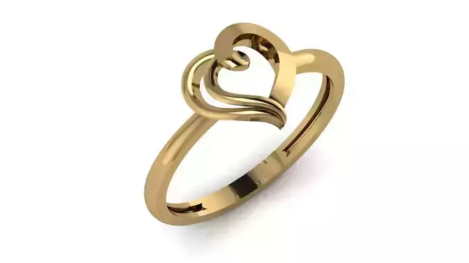 Heart Shape Gold Ring 3D print model