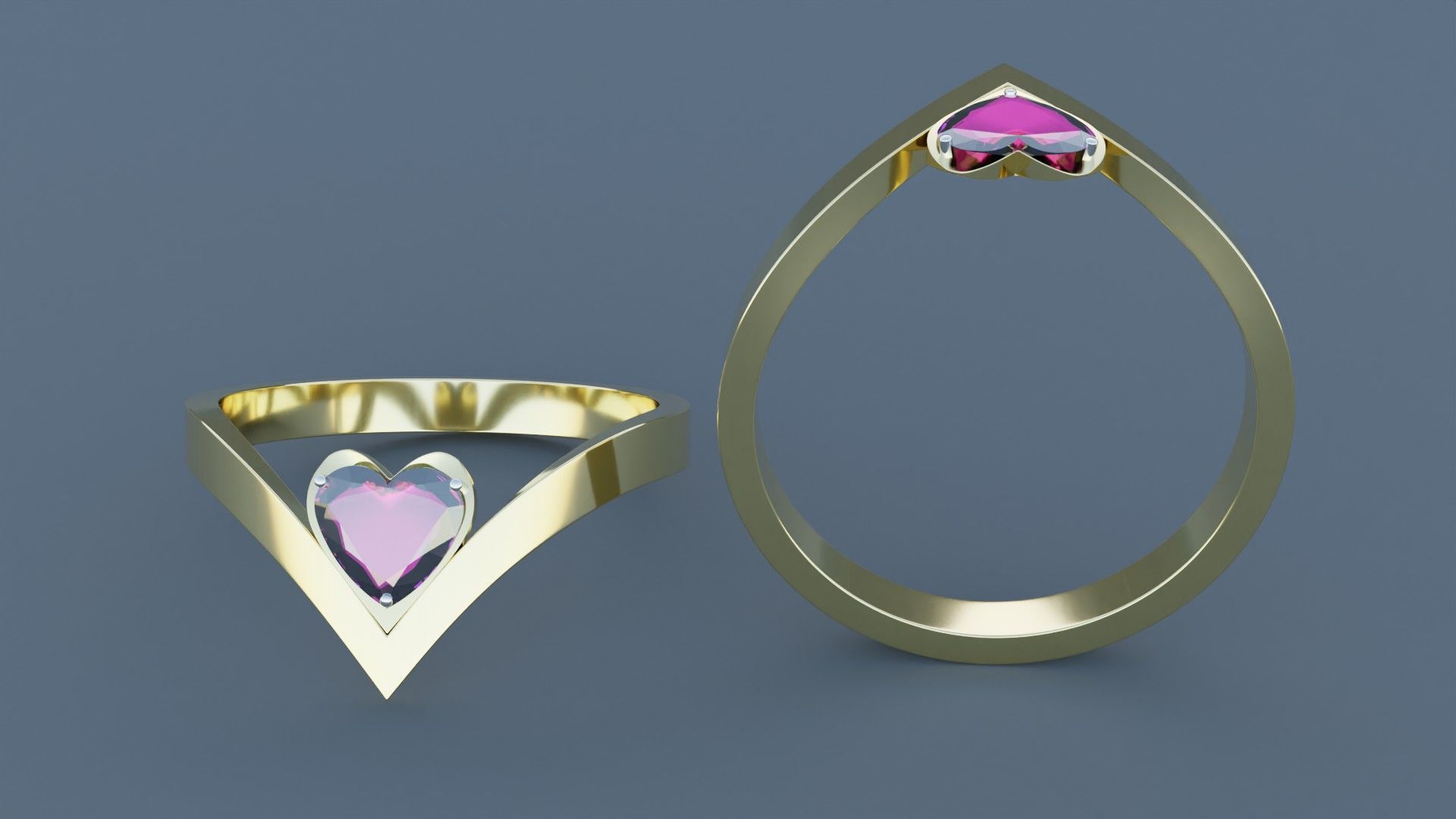 Heart Gold Ring 3D print model_5
