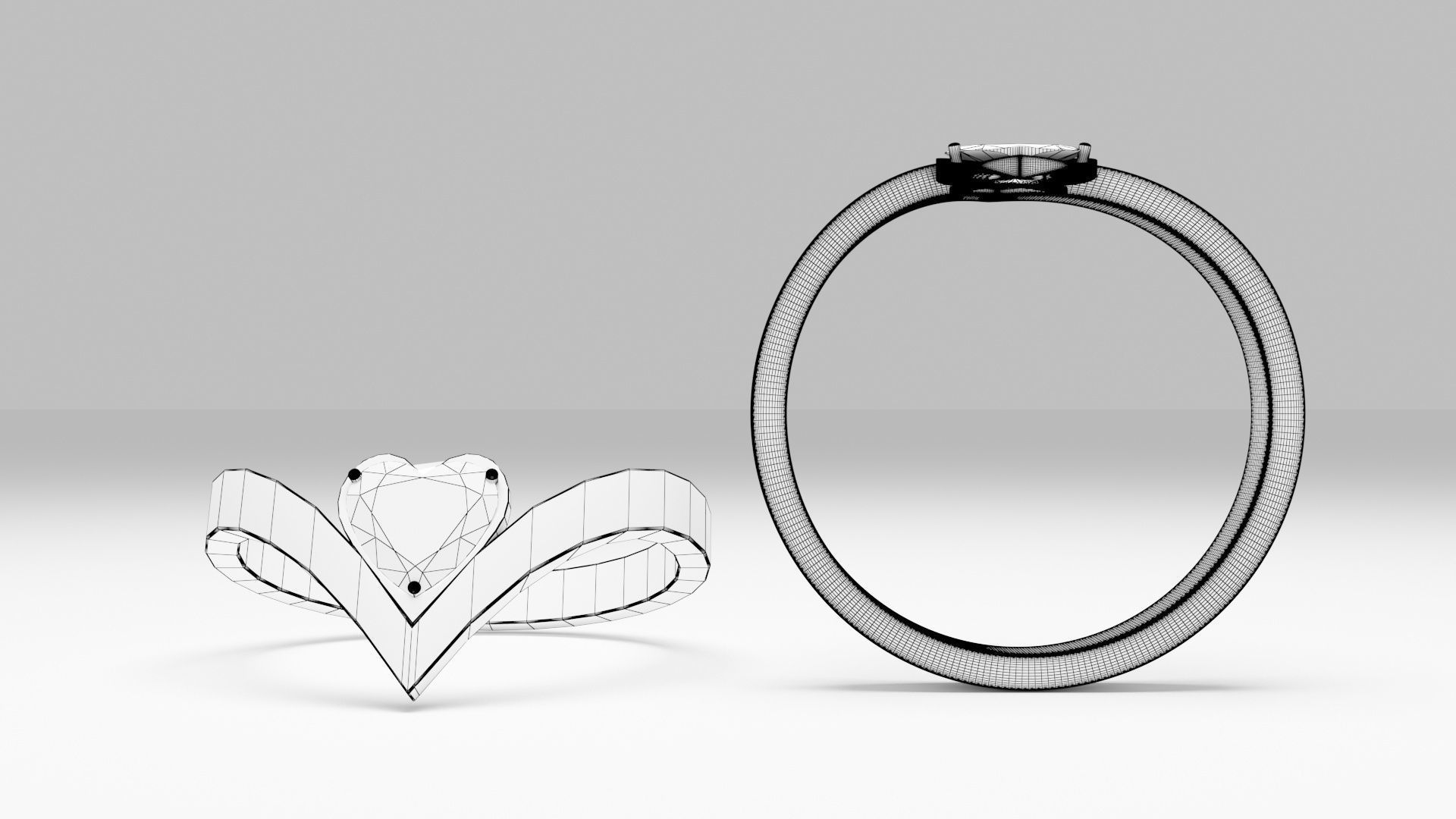 Heart Gold Ring 3D print model_6