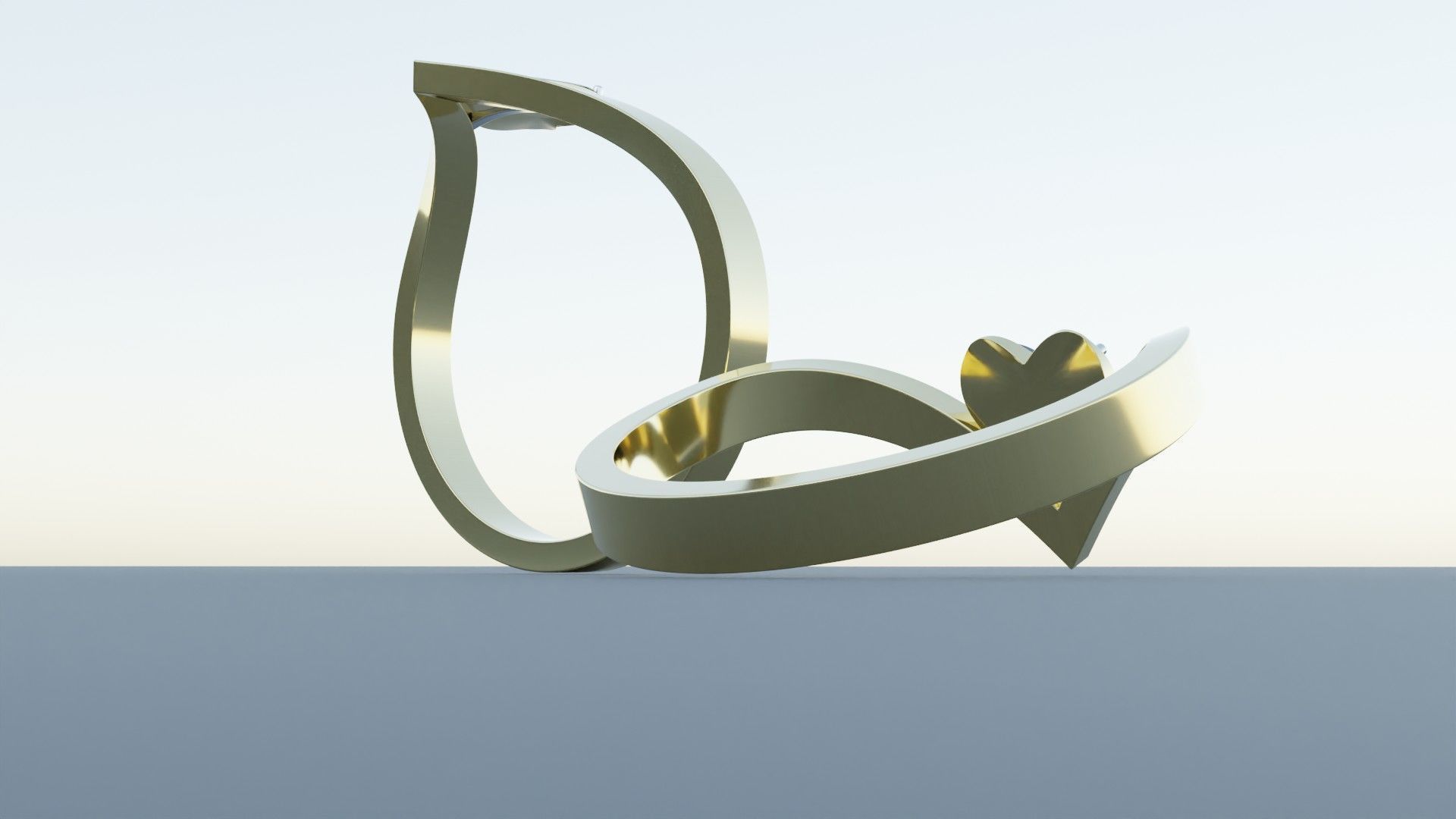 Heart Gold Ring 3D print model_4