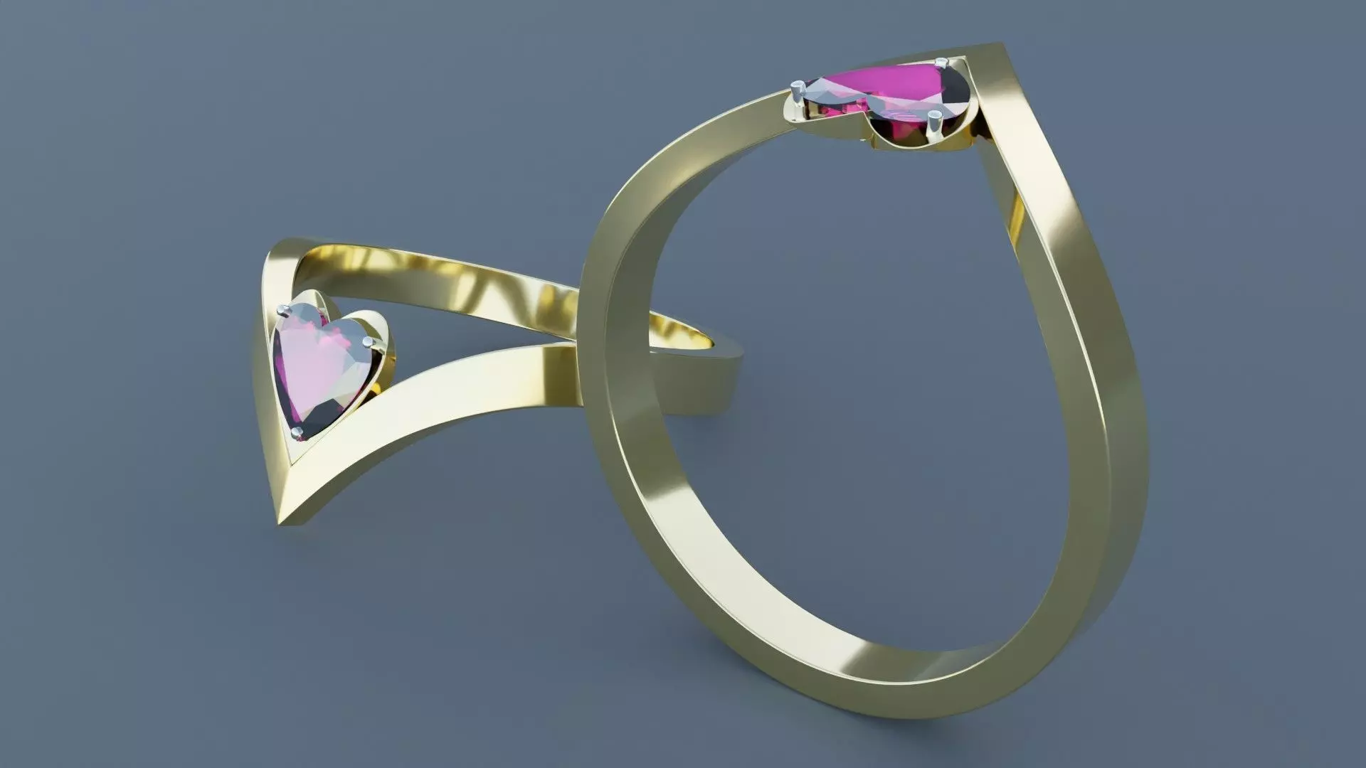 Heart Gold Ring 3D print model_0