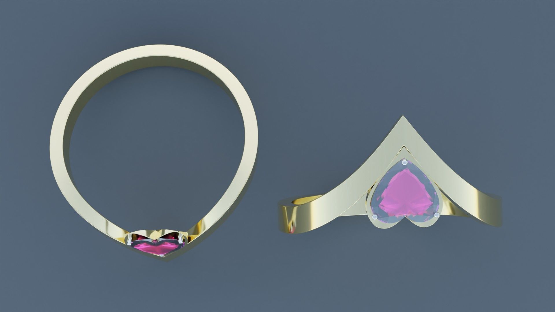 Heart Gold Ring 3D print model_2