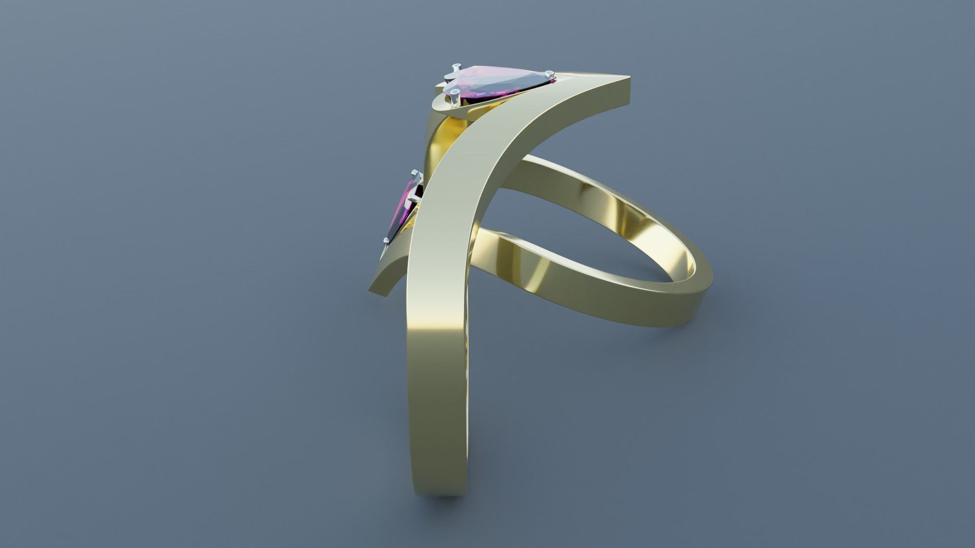 Heart Gold Ring 3D print model_3