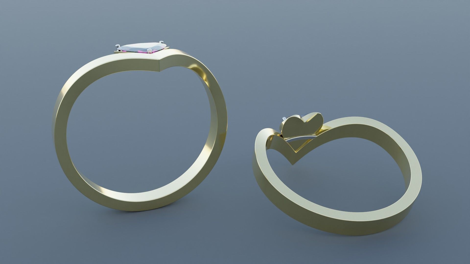 Heart Gold Ring 3D print model_1