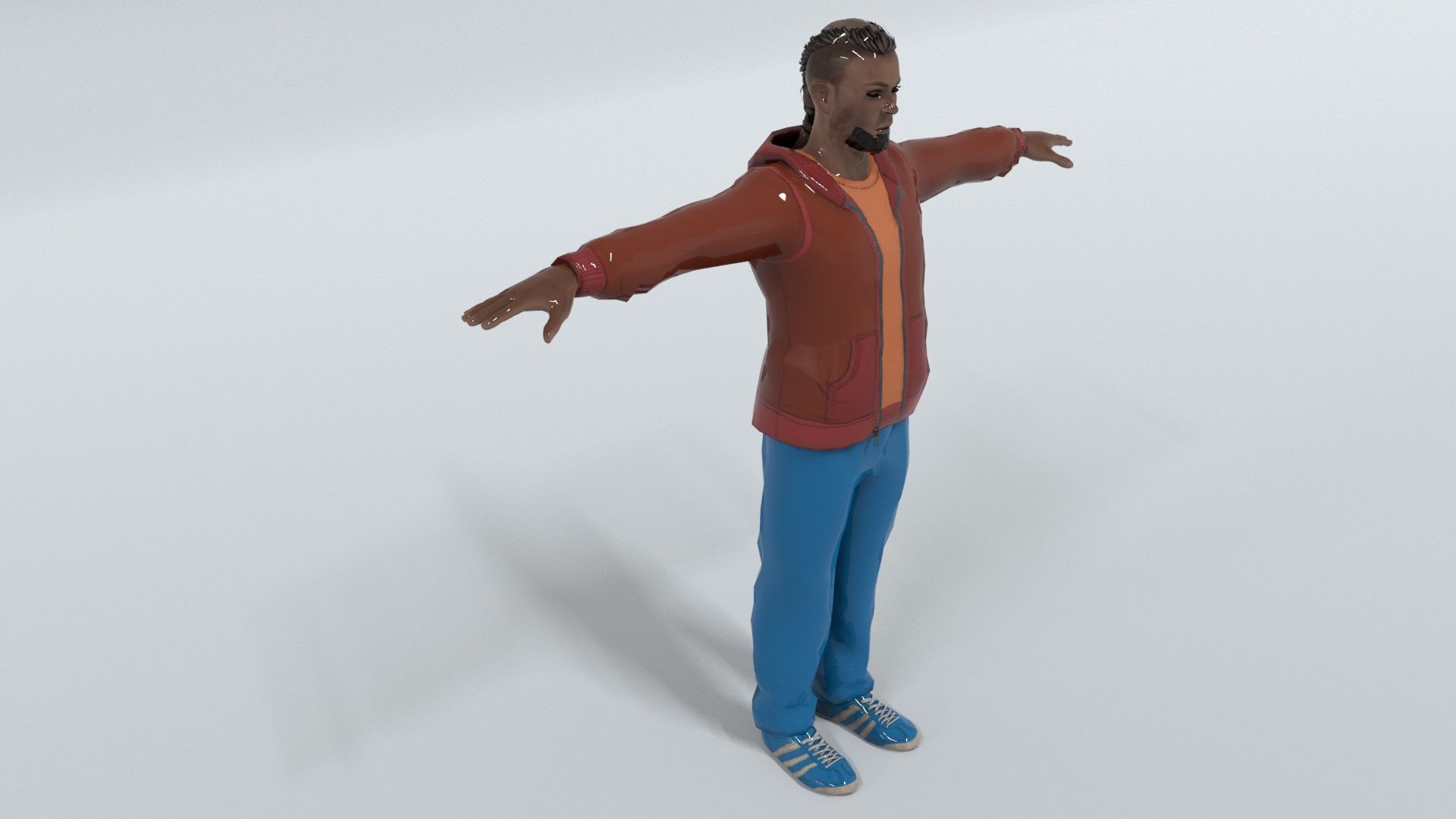 laos Male Hustler Game Character Low-poly 3D model_1
