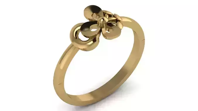 Classy Plain Floral Design Gold Ring