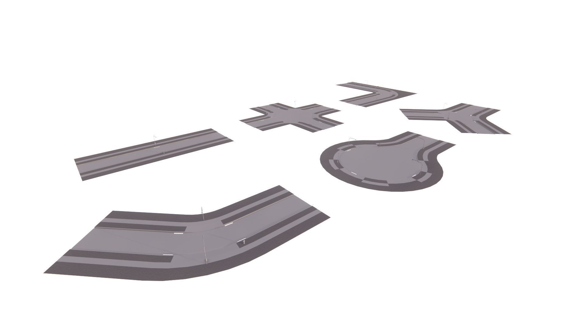 Road Pack - Extended-City Roads 3D model_12
