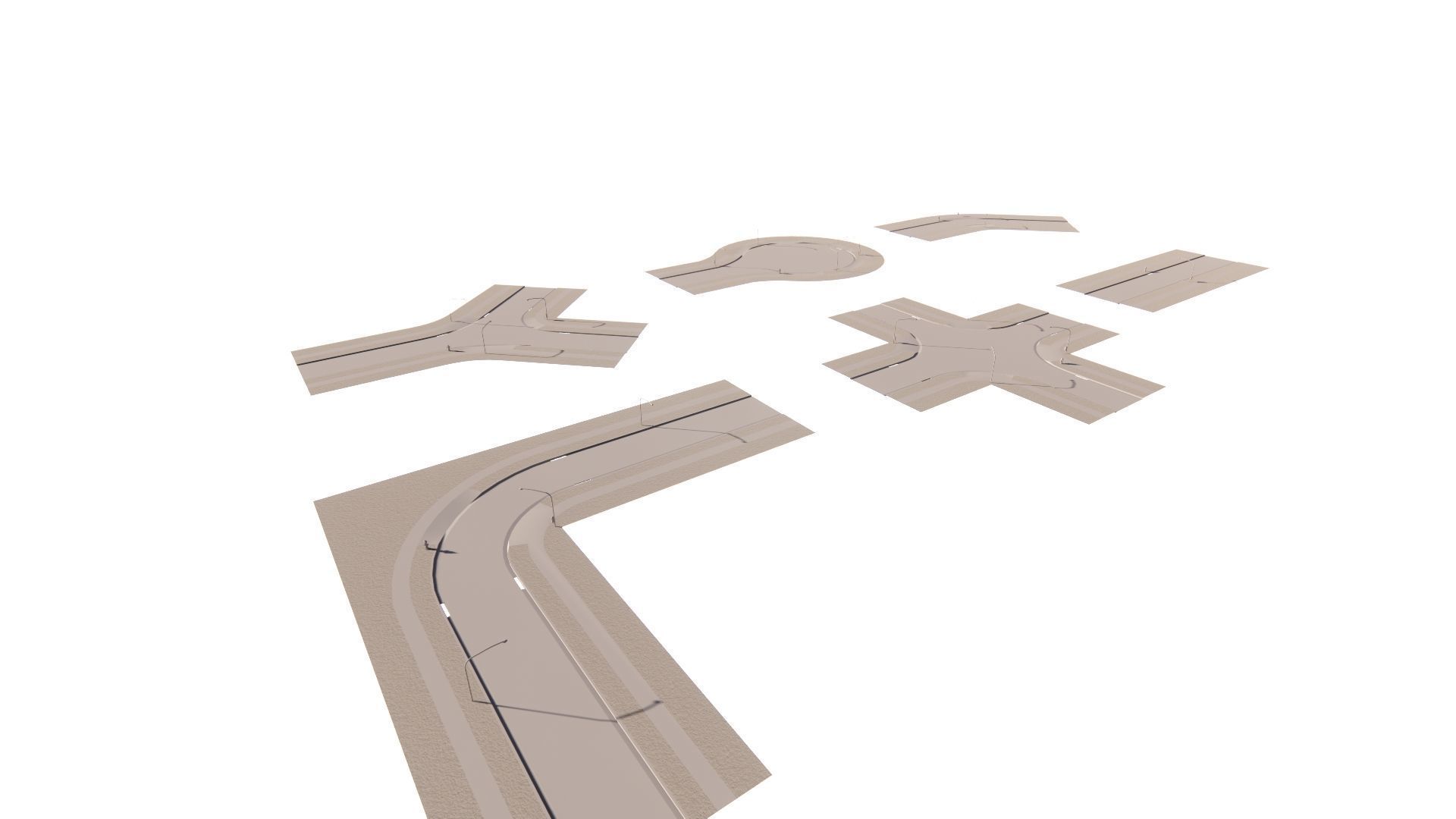 Road Pack - Extended-City Roads 3D model_2