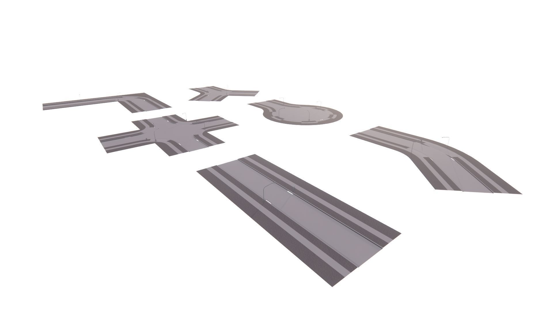 Road Pack - Extended-City Roads 3D model_13