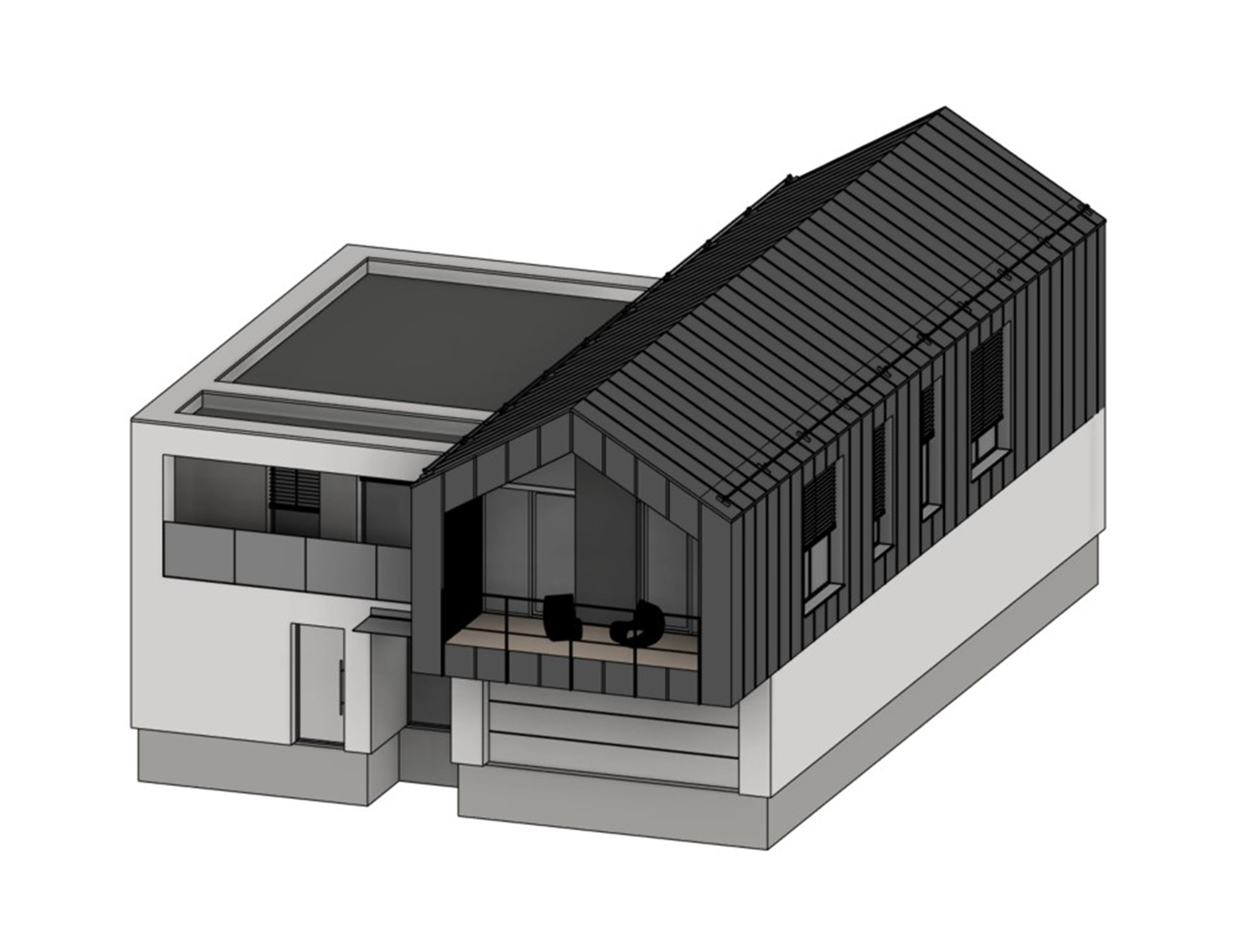 Family House 27 - Created with fully parametric Revit Families Low-poly 3D model_12