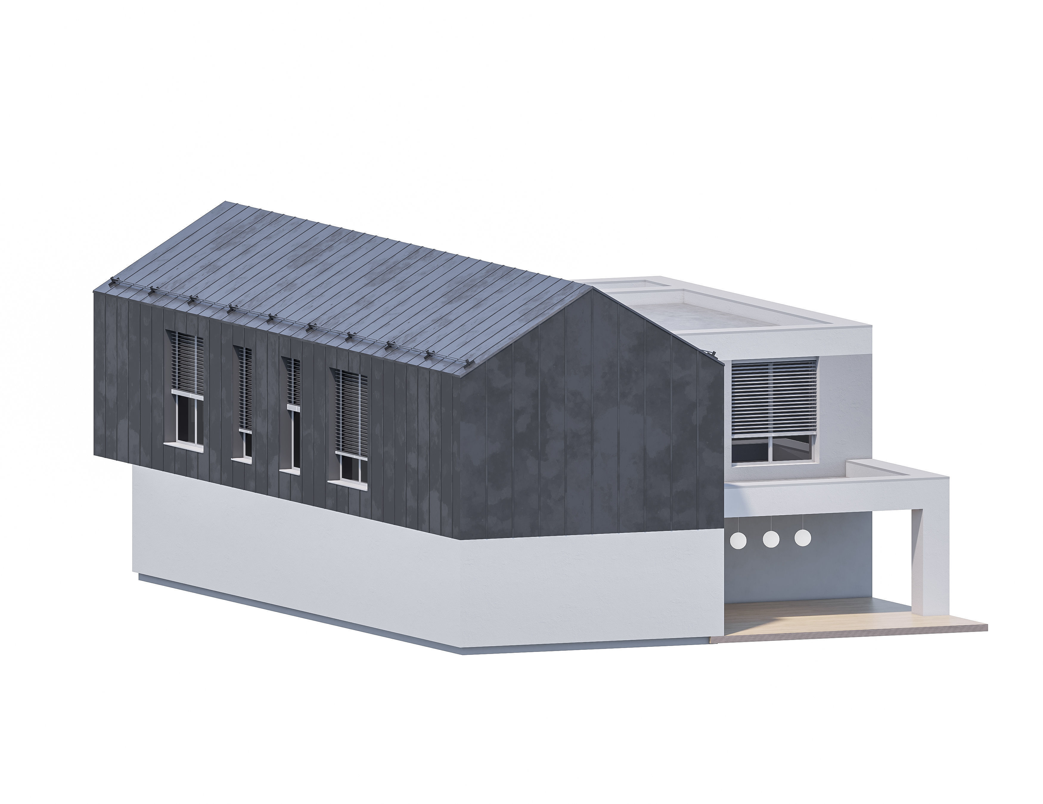 Family House 27 - Created with fully parametric Revit Families Low-poly 3D model_11