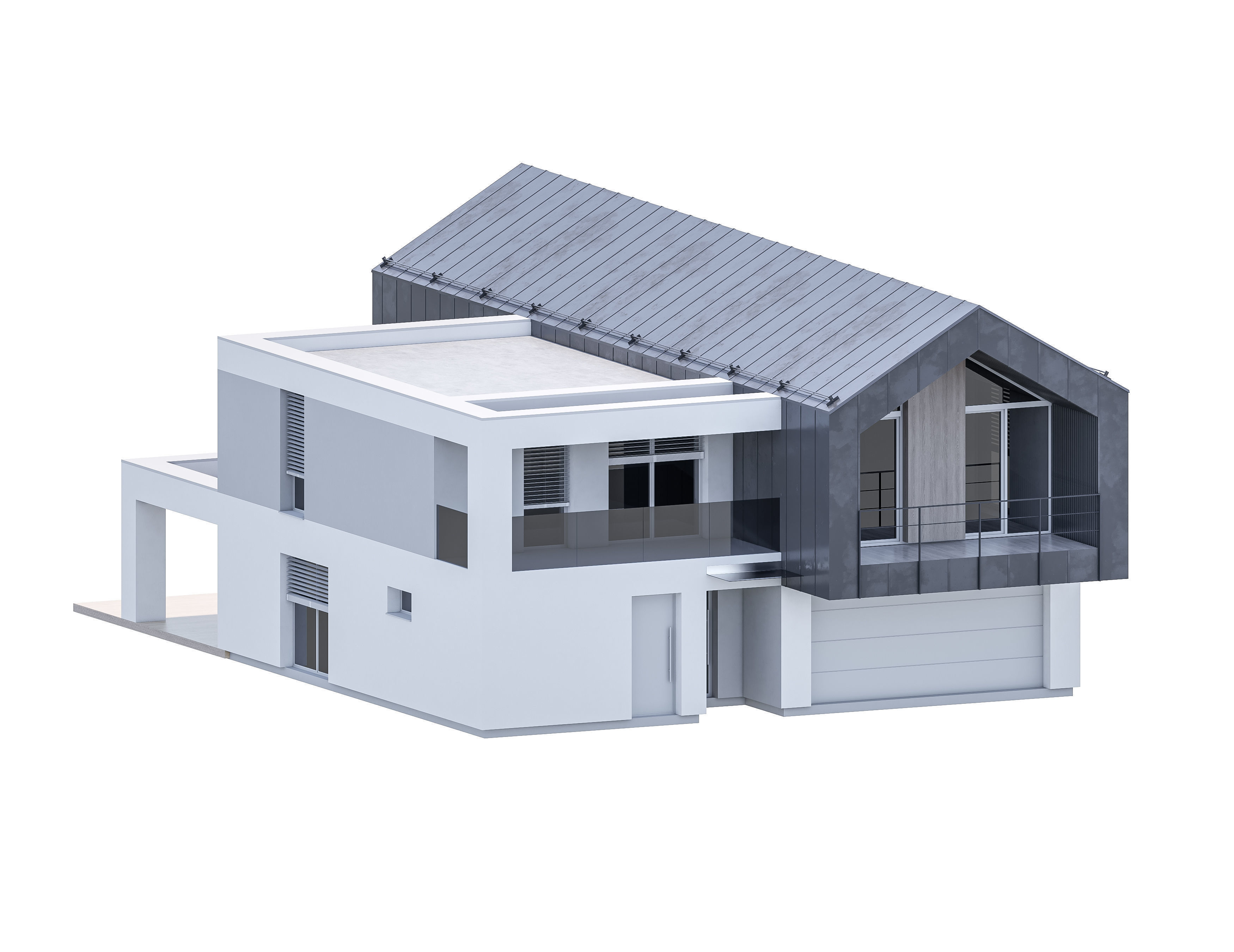Family House 27 - Created with fully parametric Revit Families Low-poly 3D model_10