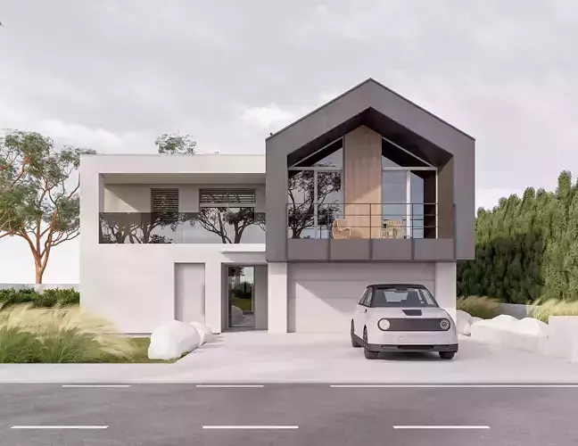 Family House 27 - Created with fully parametric Revit Families