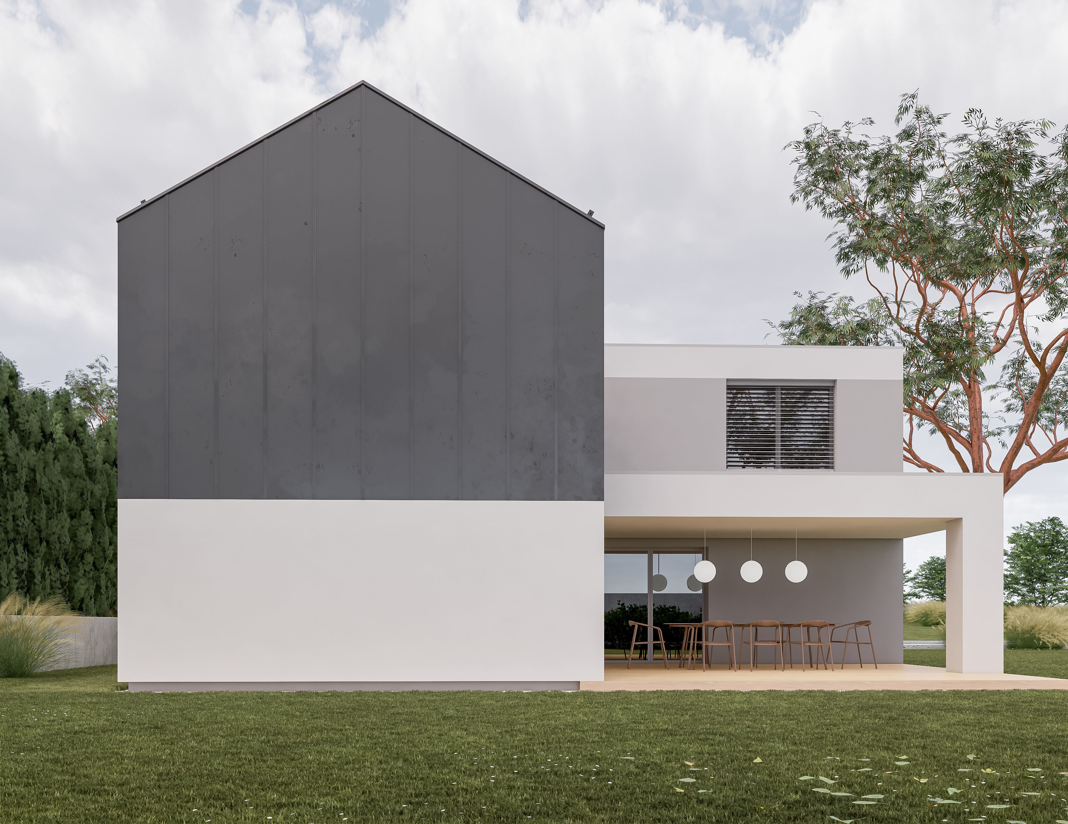 Family House 27 - Created with fully parametric Revit Families Low-poly 3D model_5