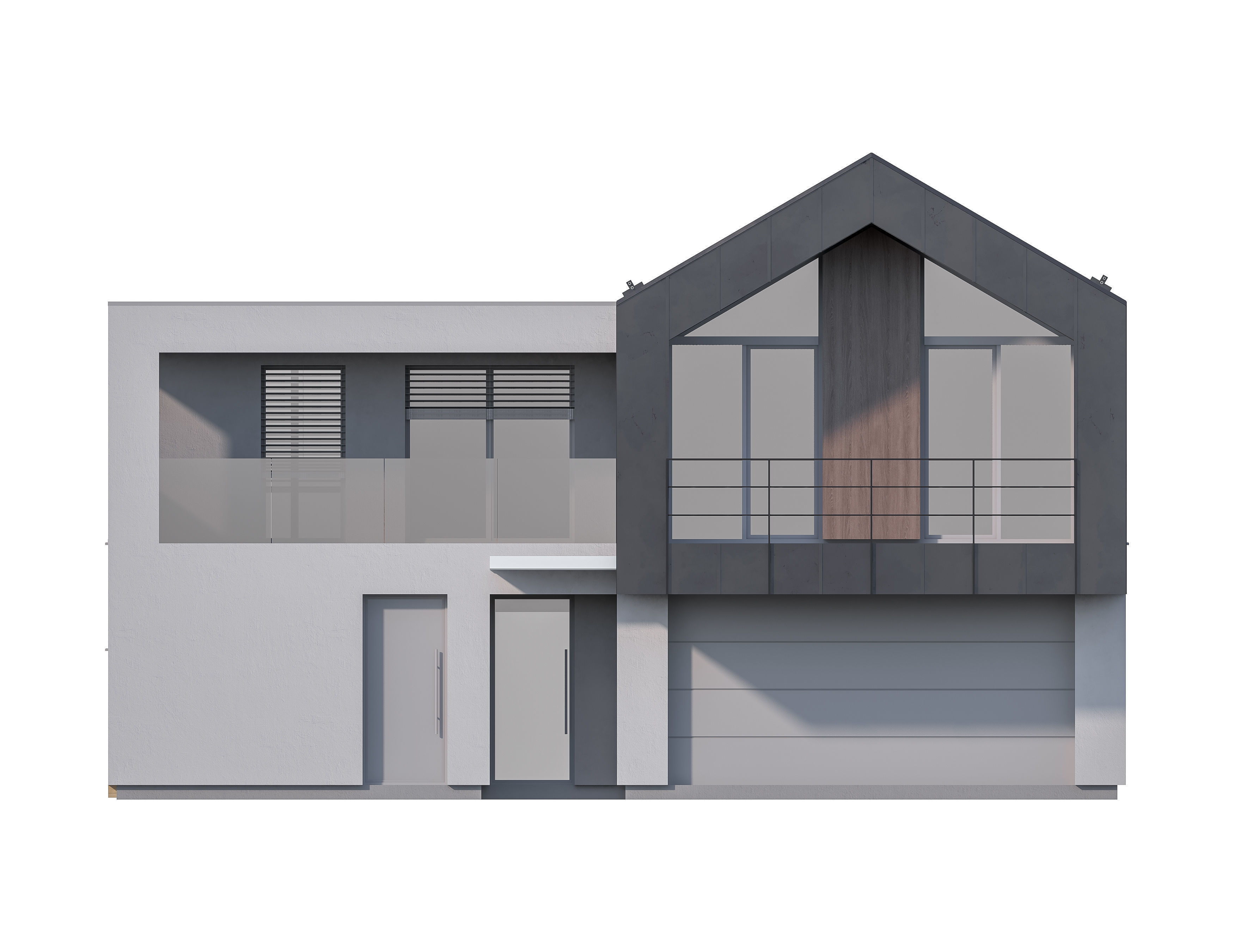 Family House 27 - Created with fully parametric Revit Families Low-poly 3D model_9